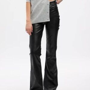 GAP Faux Leather Flare Pants, Black, Size 6